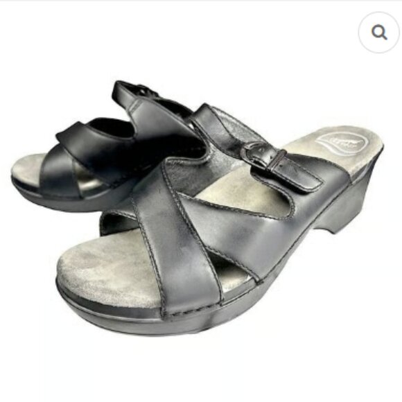 Dansko Sandals‎ Women's Size 9.5 - 10 Black Sela Cross Strap Slide - Picture 3 of 14